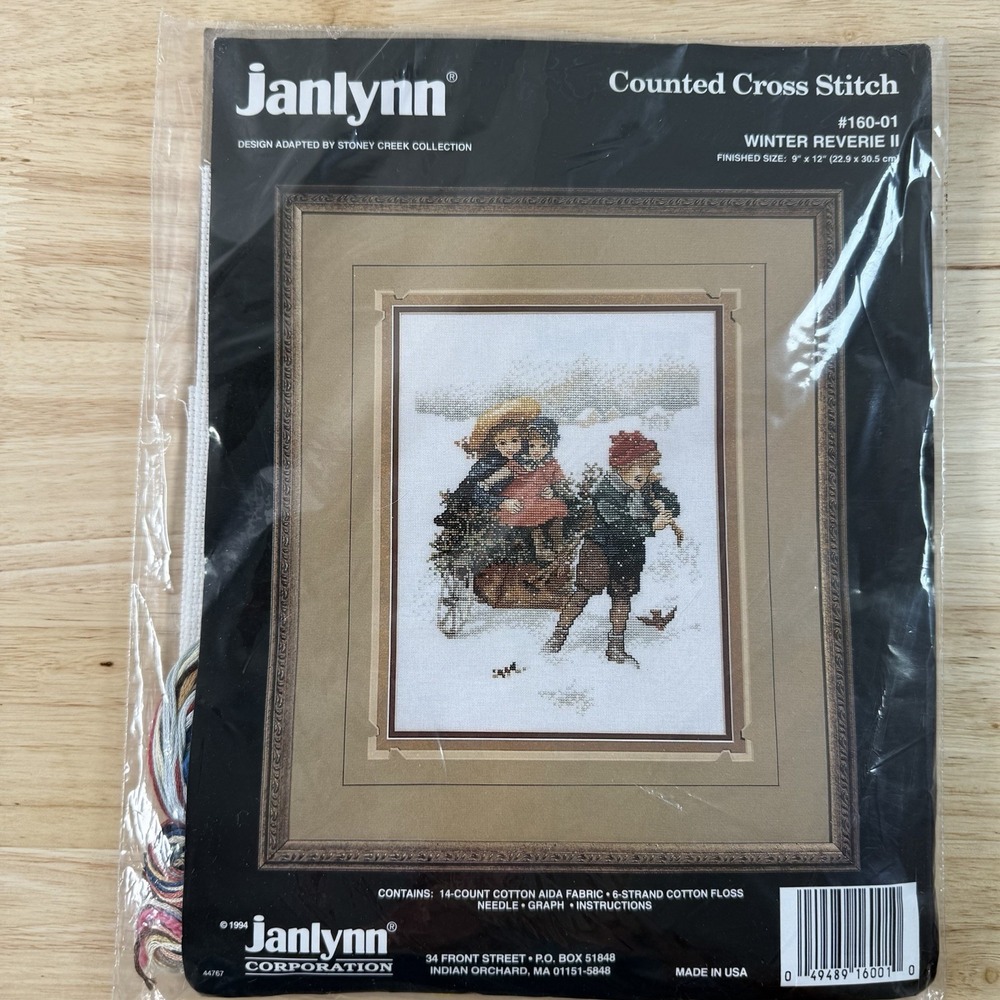 Vintage 1994 Janlynn Winter Reverie II Counted Cross Stitch Kit 160-01 USA